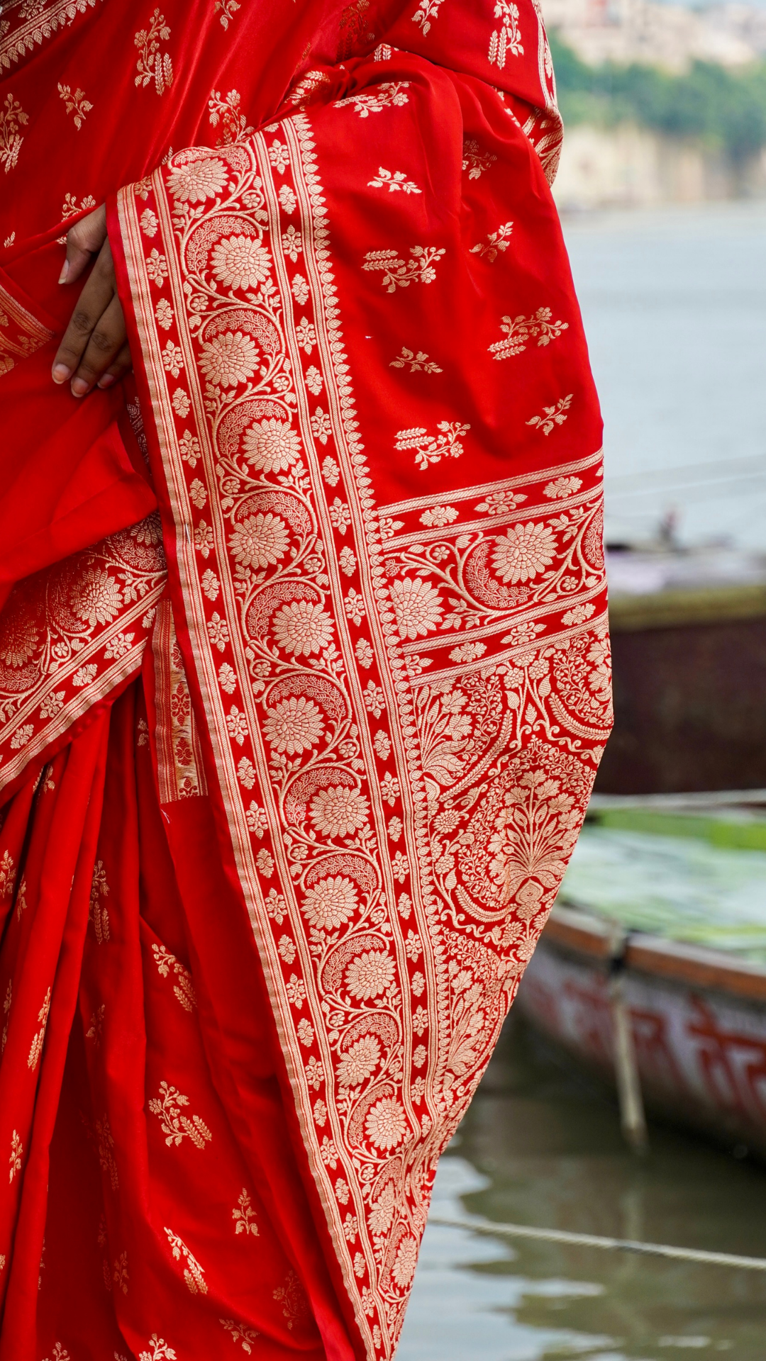 Sindoor Saubhagya Banarasi Silk Saree with Antique Zari Vine Work