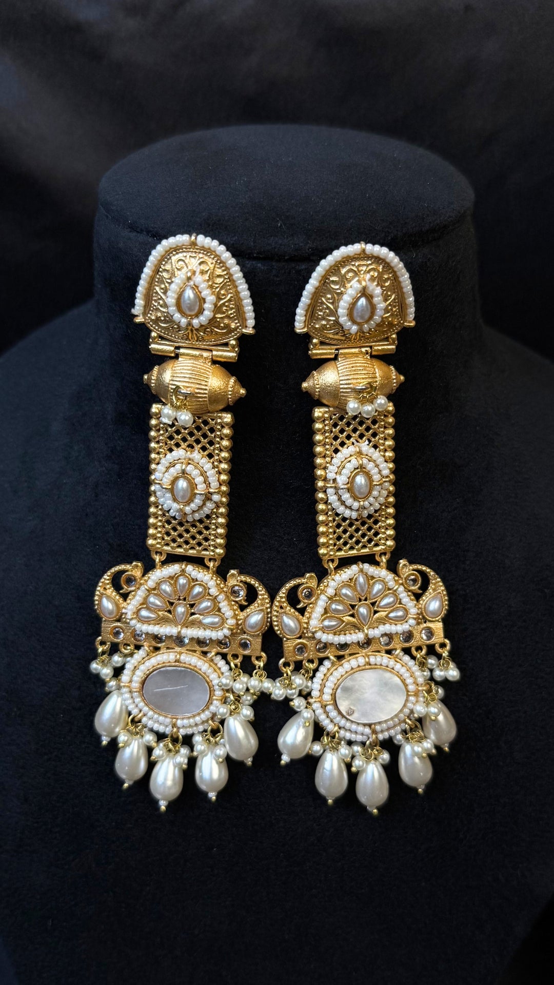 Kashmiri Long Traditional jhumka White Colours
