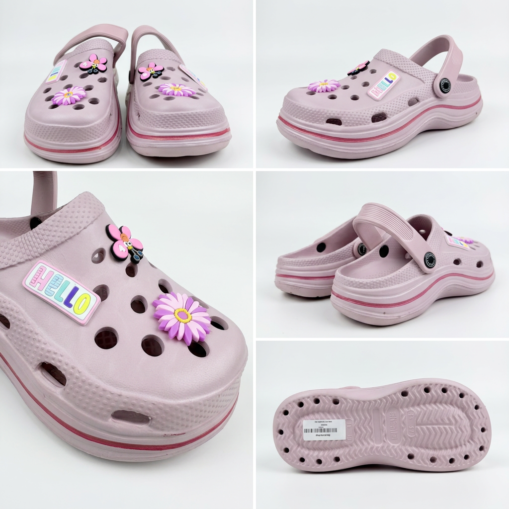 Premium Lilac Cloud Clogs with 3D Charms