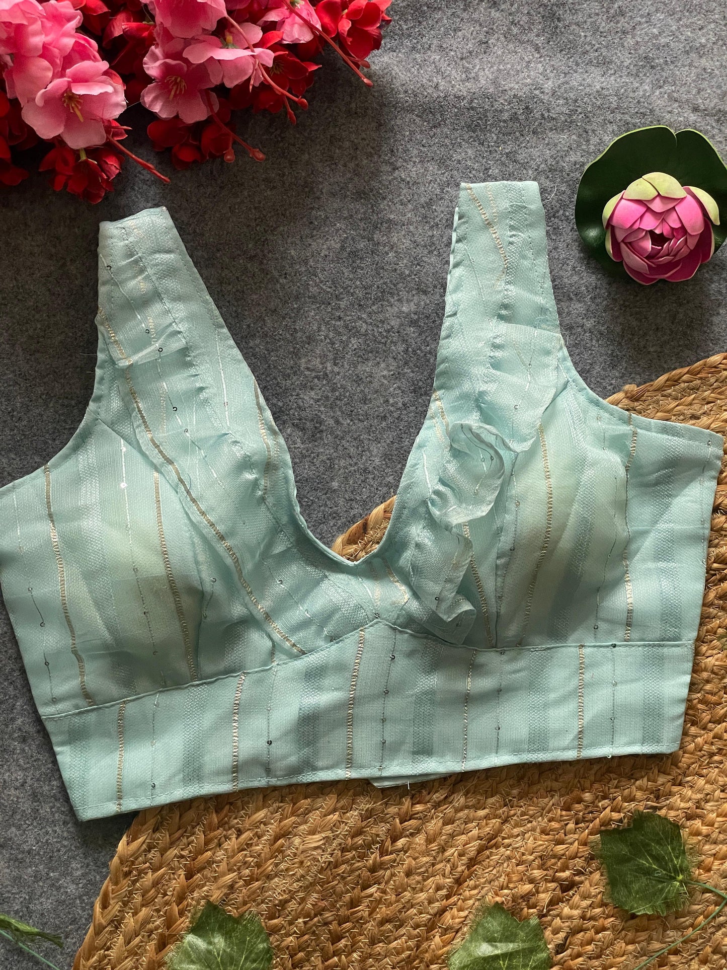 Elegant Tissue Silk Blouse with Back Hook Closure