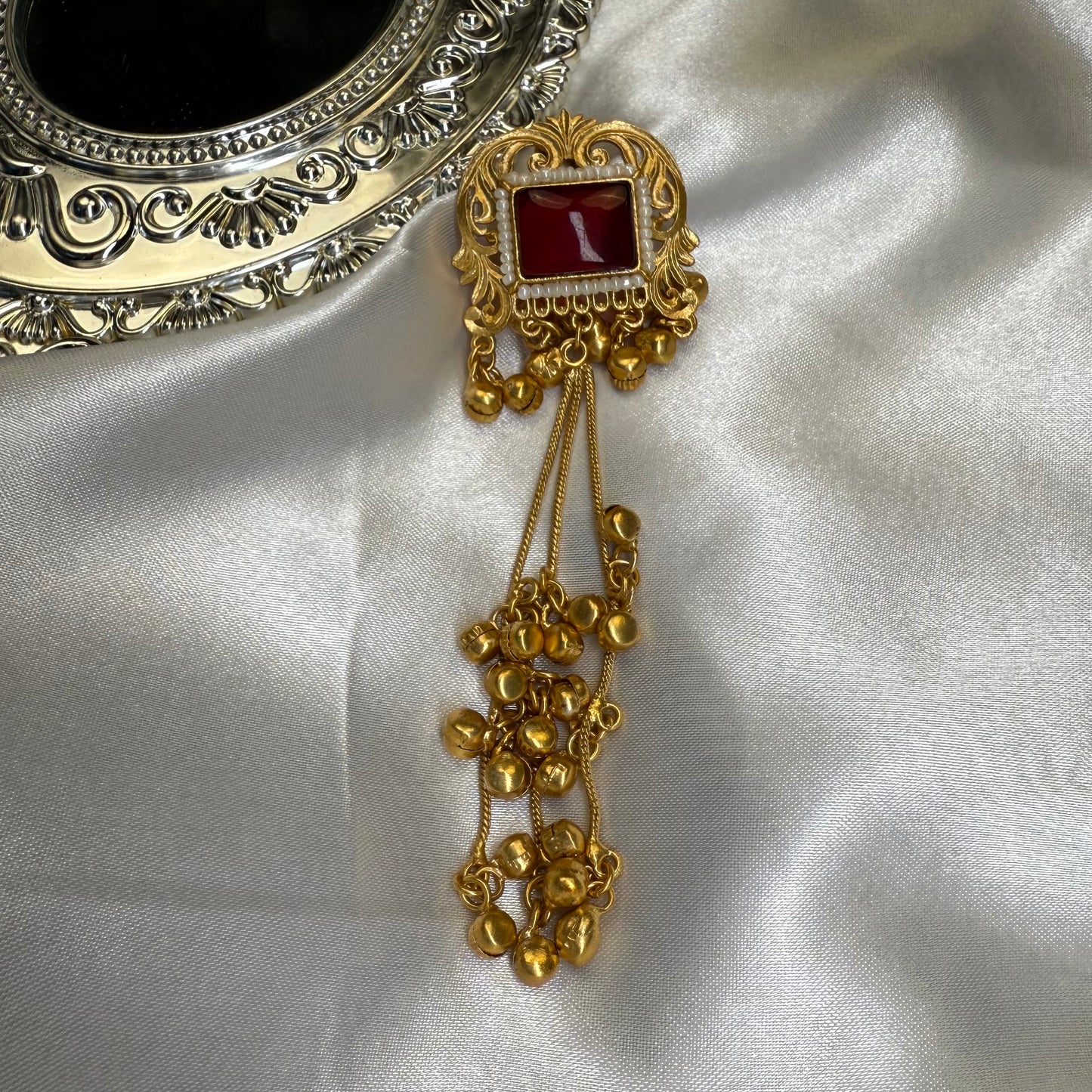Kashmiri Brass Ghungroo Jhumka Earring Maroon
