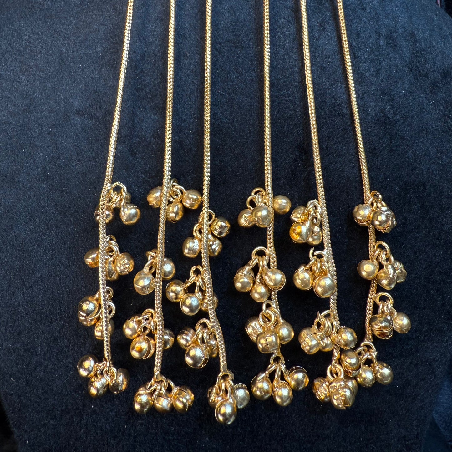 Kashmiri Long Chain Brass Earrings with Ghungroo Pink & Gold