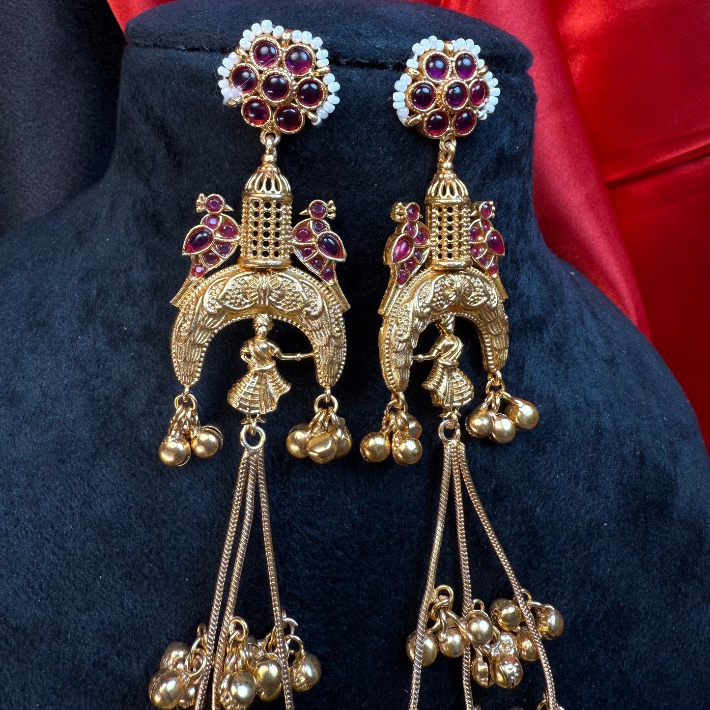 Kashmiri royal Jhumka Earrings Maroon