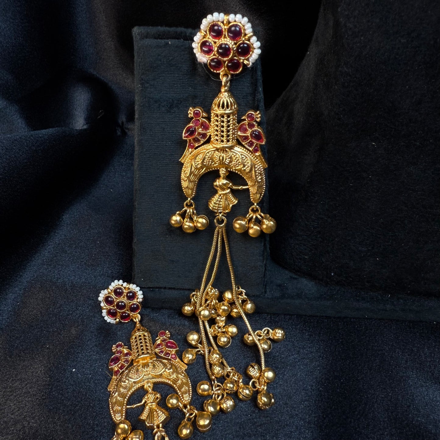 Kashmiri royal Jhumka Earrings Maroon