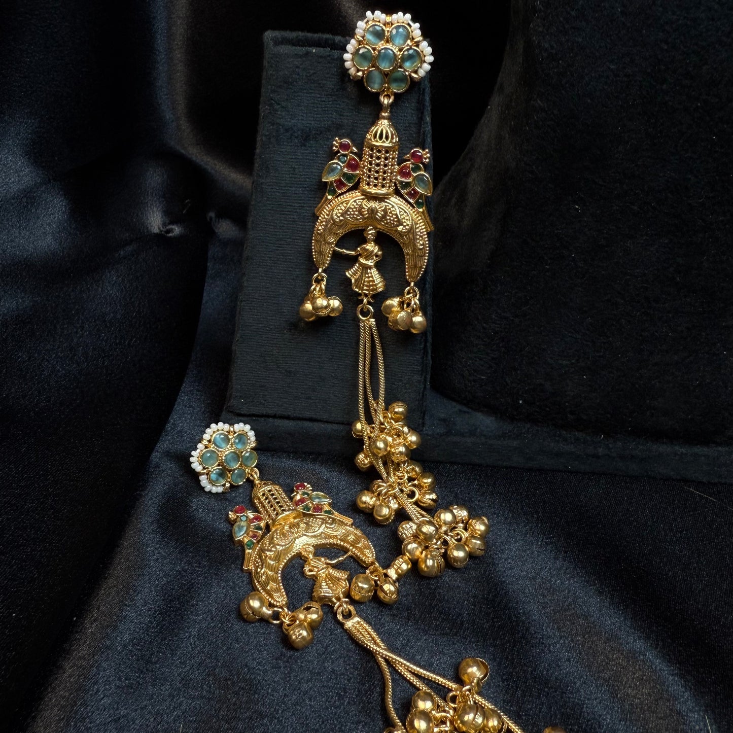 Kashmiri royal Jhumka Earrings Sky Blue