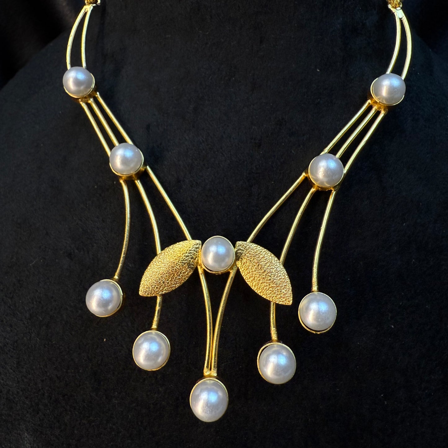 Elegant Gold-Plated Pearl Necklace Set for Women & Girls