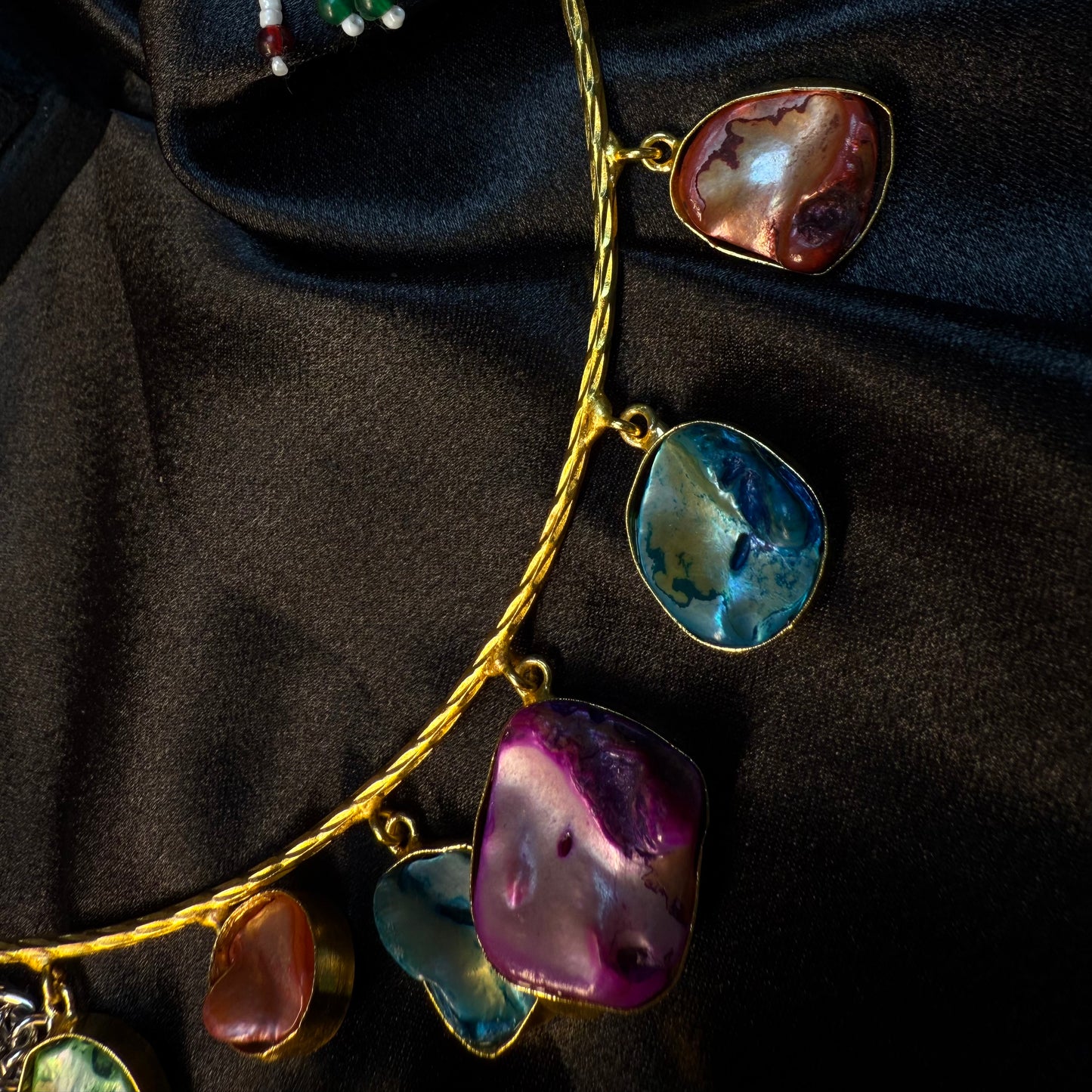 Trendy Multicolor Stone Gold-Plated Necklace Set for Women & Girls
