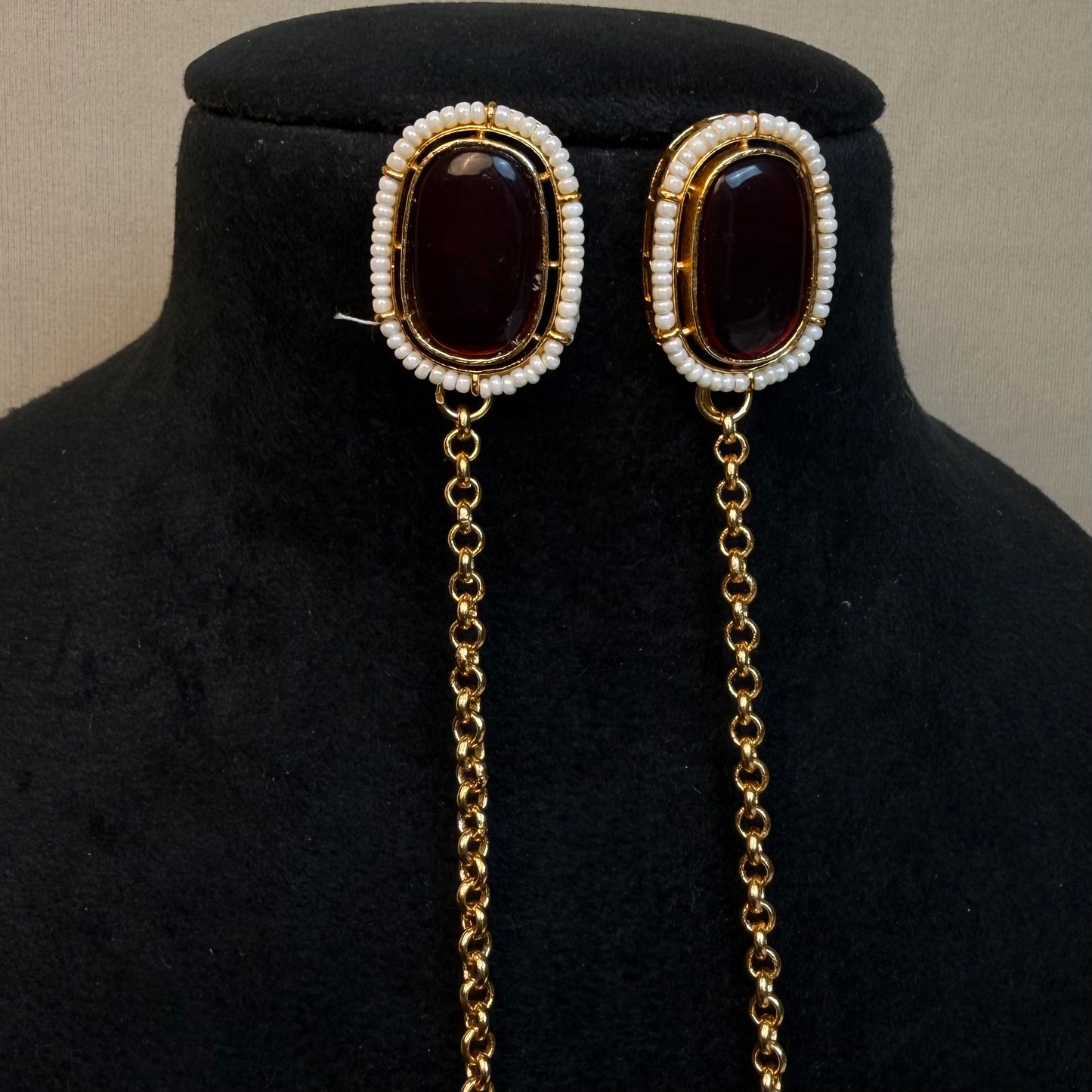 Premium Kashmiri Brass Long Chain Earrings with Ghungroo Drops