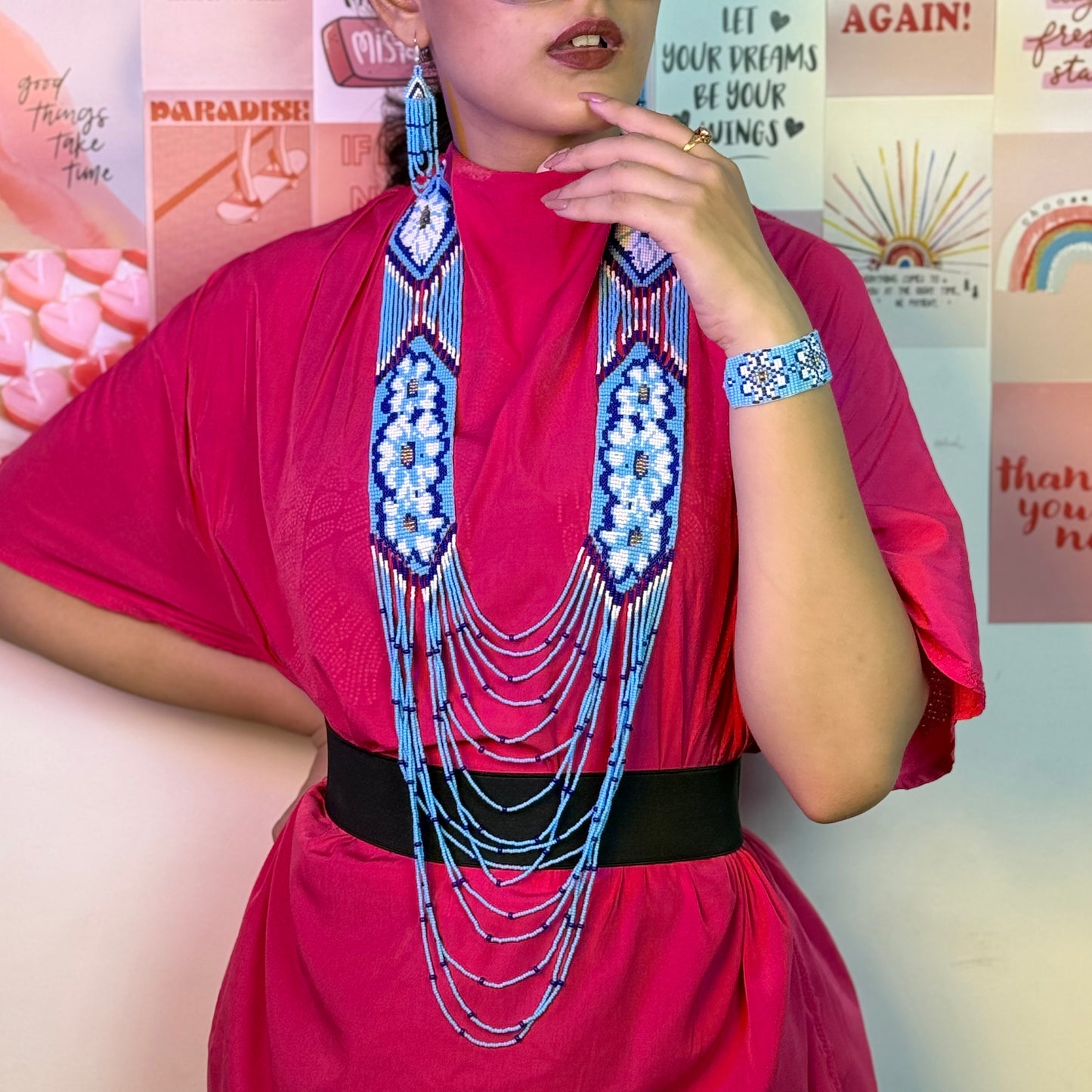 Handcrafted Jaco Tribal Beaded Jewelry Set – 3-Piece Set (Necklace, Earrings & Bracele)