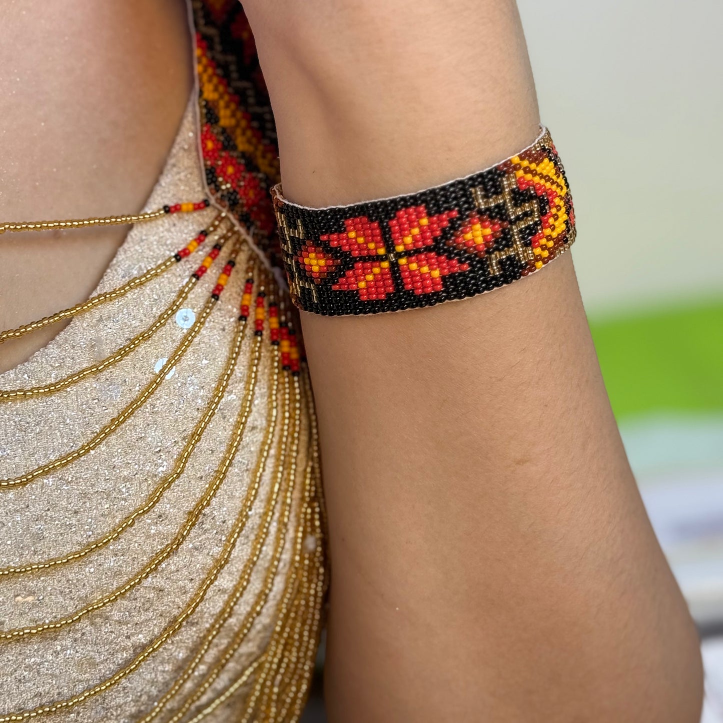 Handcrafted Jaco Tribal Beaded Jewelry Set – 3-Piece Set (Necklace, Earrings & Bracele)