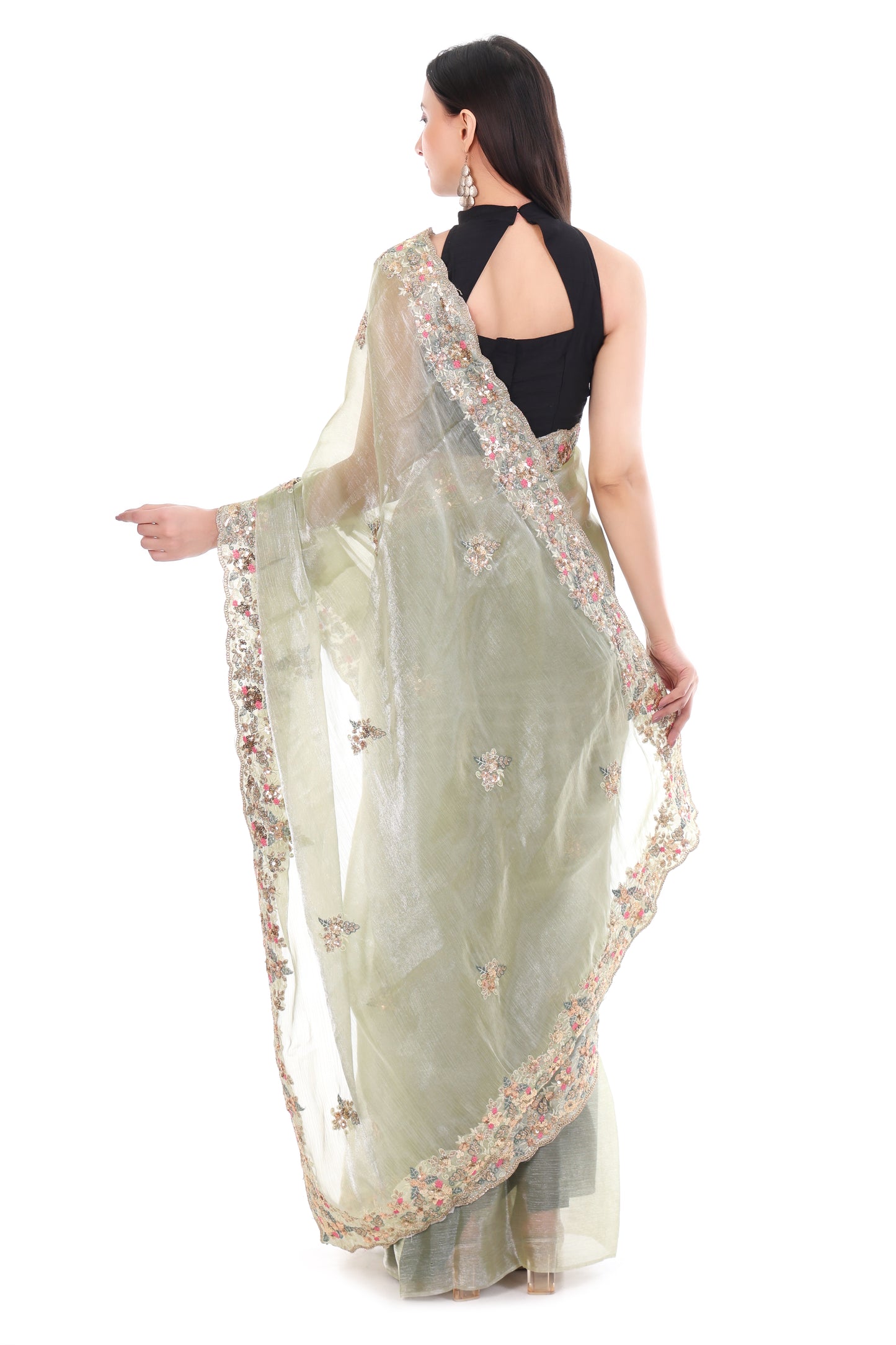 Pure Soft Jimmy Choo Silk Saree with Sequence Work & Aarco Border