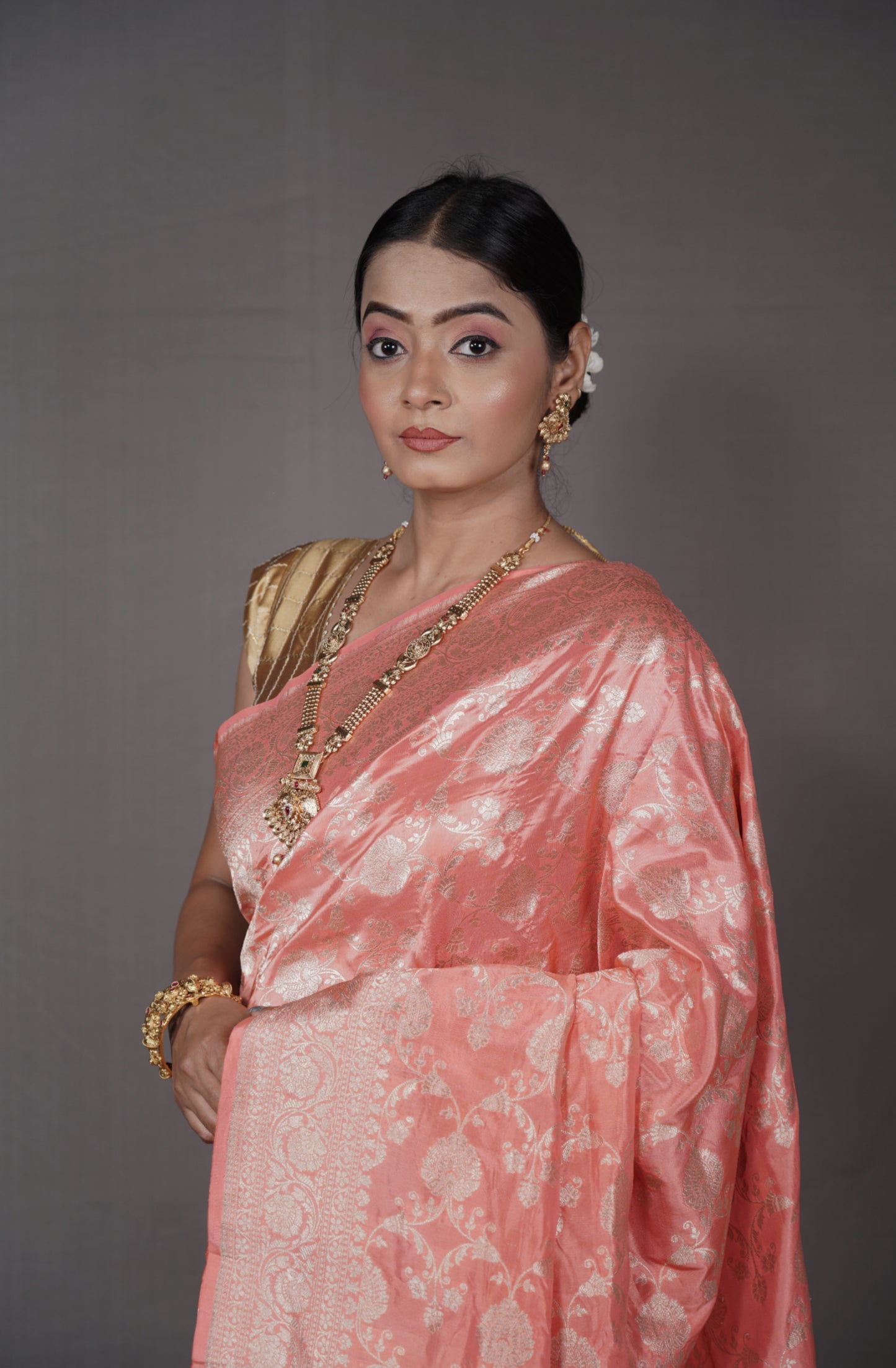 Pink Pure Katan Silk Banarasi Saree Pure Katan