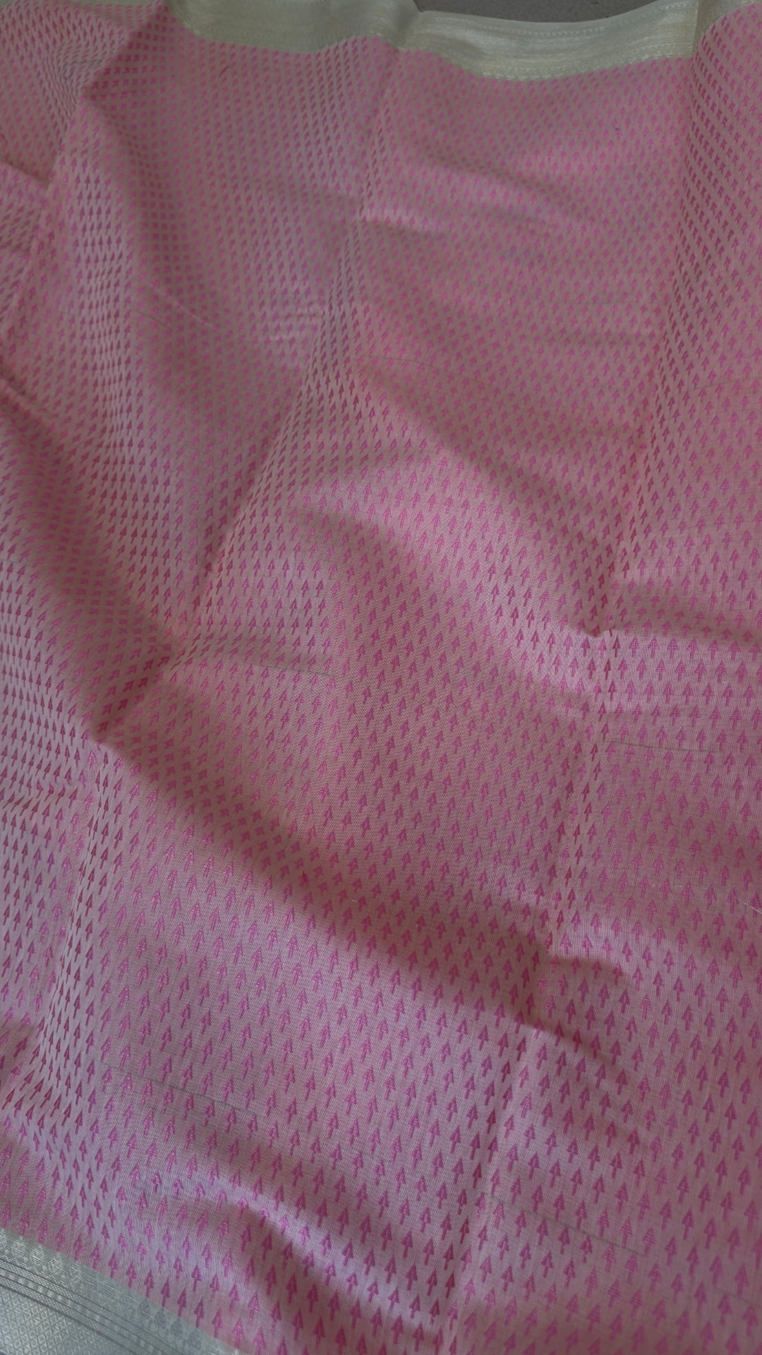 Elegant Blush Pink Silk Organza Floral Saree with Zari Border