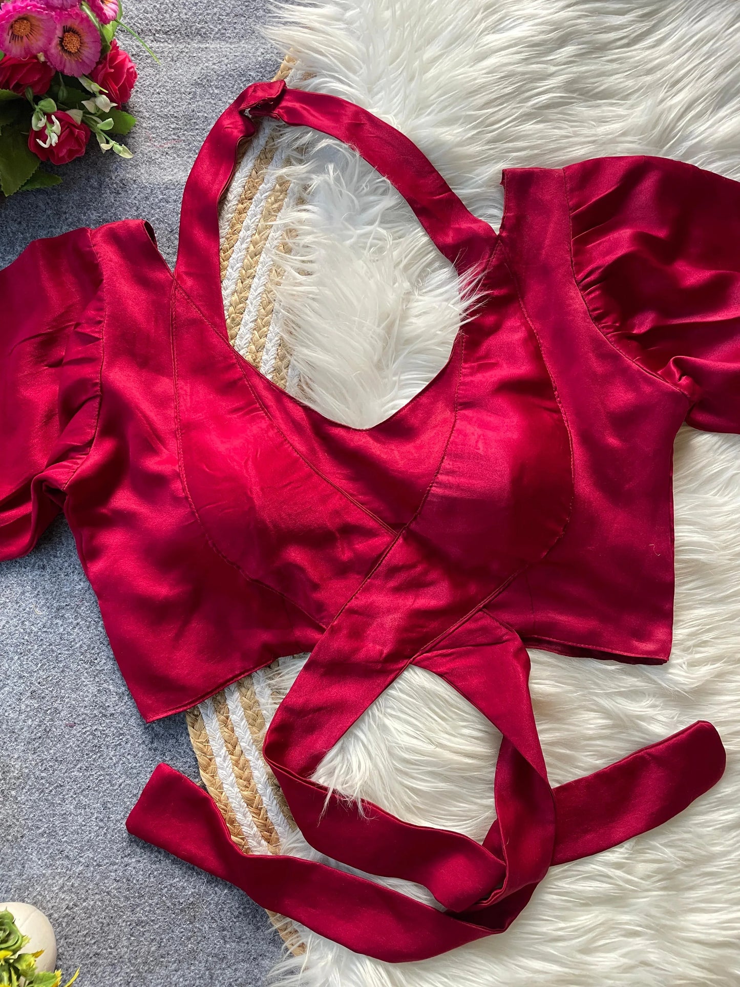 Malai Satin Tie-Up Party Wear Blouse