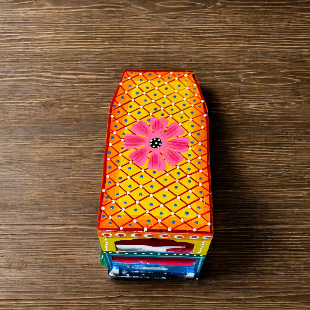 Wooden Handicraft E Rickshaw - Yellow & Blue