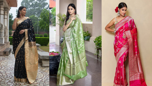 Buy Authentic Wedding Banarasi Mashru Silk Sarees Online – Shop at BanaraShe