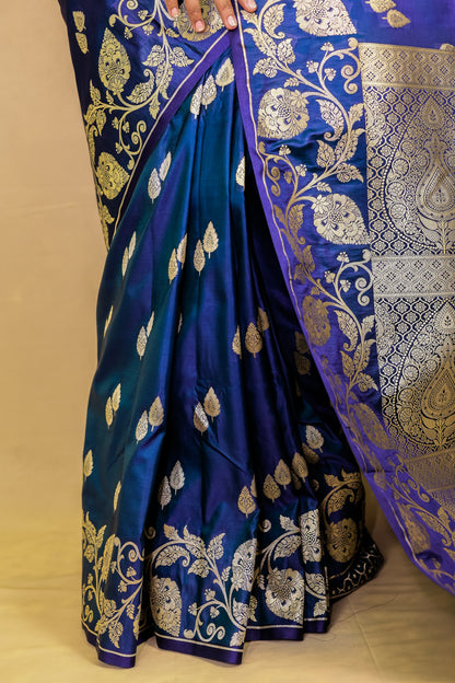 Raja Neel Royal Blue Pure Katan Silk Saree