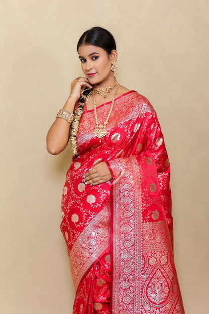 Raani Pink Banarasi Katan Silk Saree - Queenly Pink