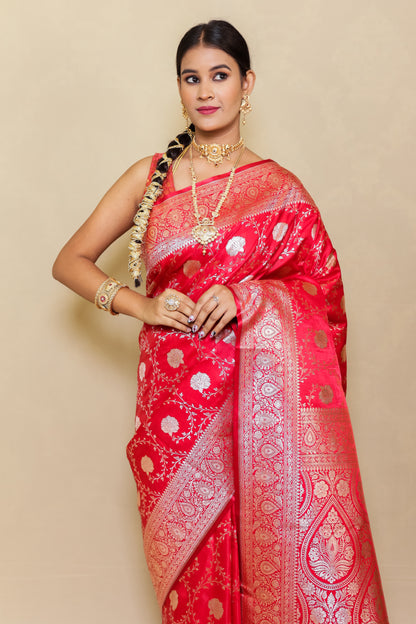 Raani Pink Banarasi Katan Silk Saree - Queenly Pink