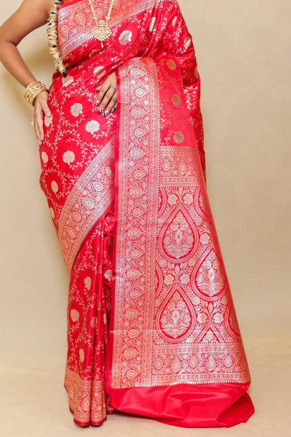 Raani Pink Banarasi Katan Silk Saree - Queenly Pink