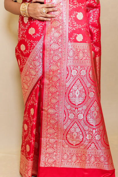 Raani Pink Banarasi Katan Silk Saree - Queenly Pink