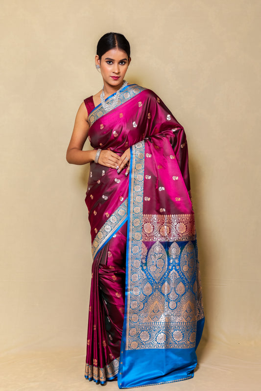 Banarasi Silk Saree Magenta & Purple