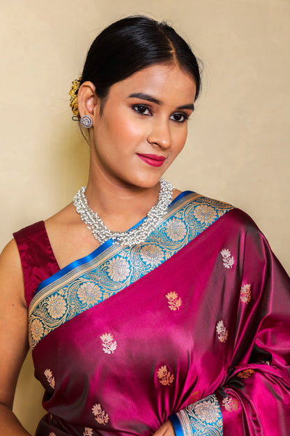 Banarasi Silk Saree Magenta & Purple