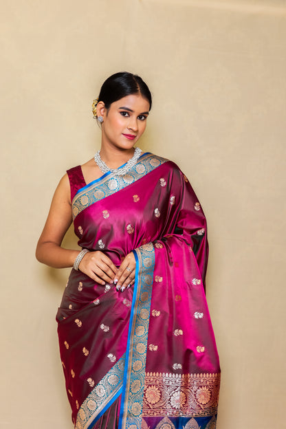 Banarasi Silk Saree Magenta & Purple