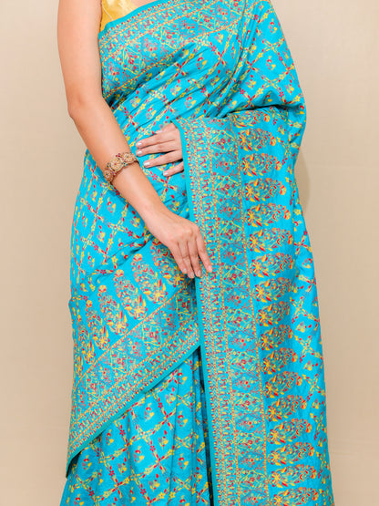 Turquoise Blue Meenakari Silk Saree with Blouse Piece – 6m Saree + 2m Blouse