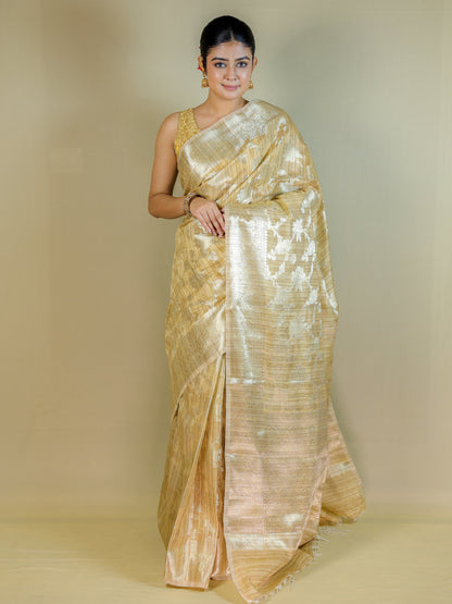 Tusshar Silk Banarasi Gold Saree with Blouse Piece