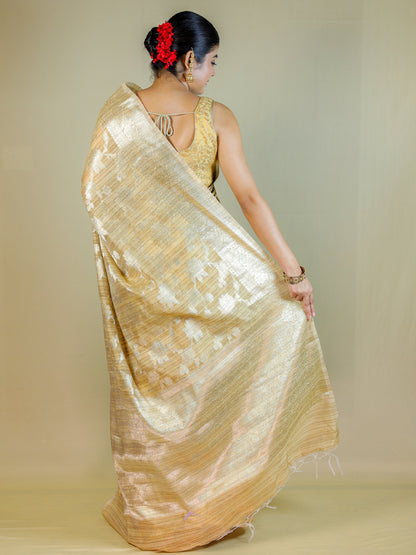 Tusshar Silk Banarasi Gold Saree with Blouse Piece