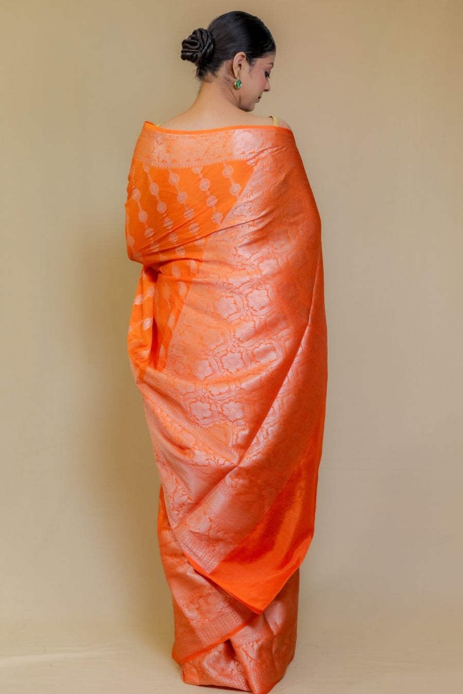 Dazzling Orange Classic Banarasi Kataan Wam Silk Saree