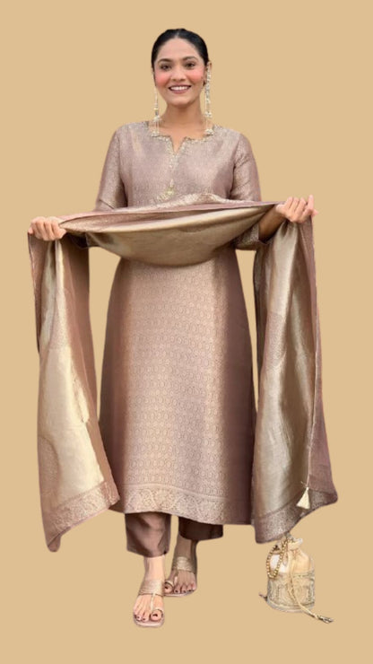 Banarasi Suit Set for Women with Zari Dupatta