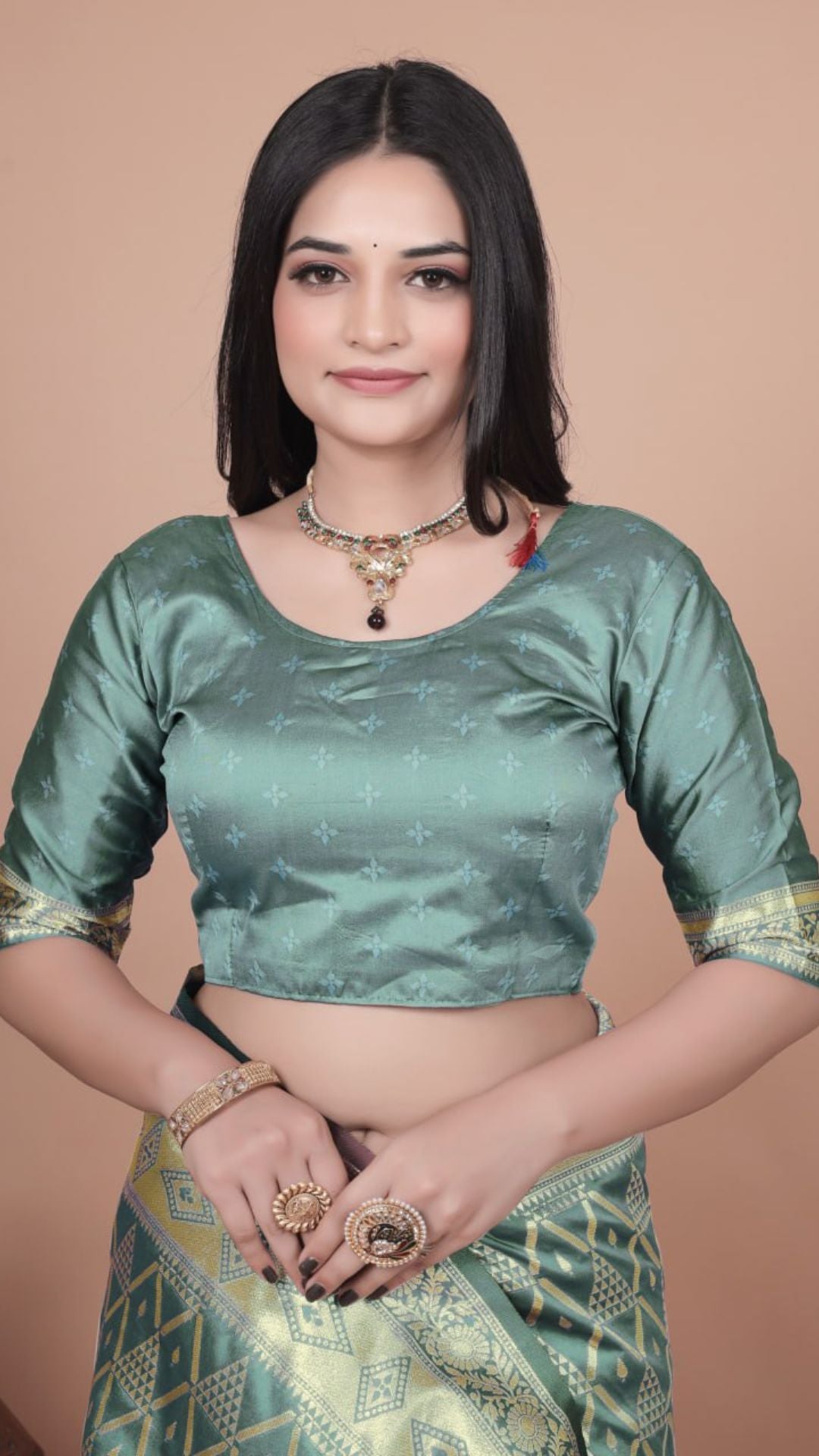 Pastel Green Banarasi Silk Saree with Gold Zari