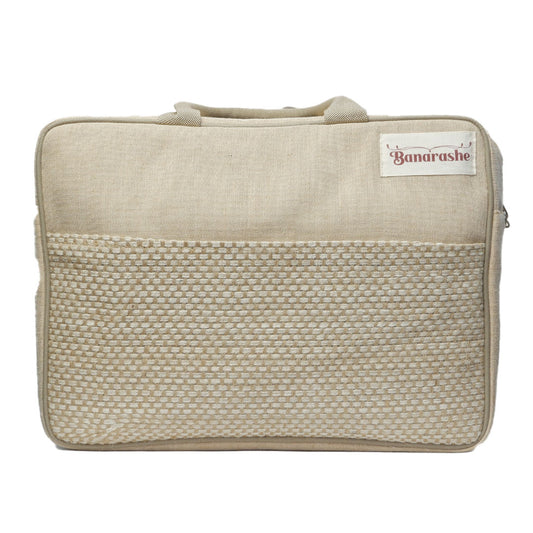Eco Friendly Cream Jute Laptop Office Bag
