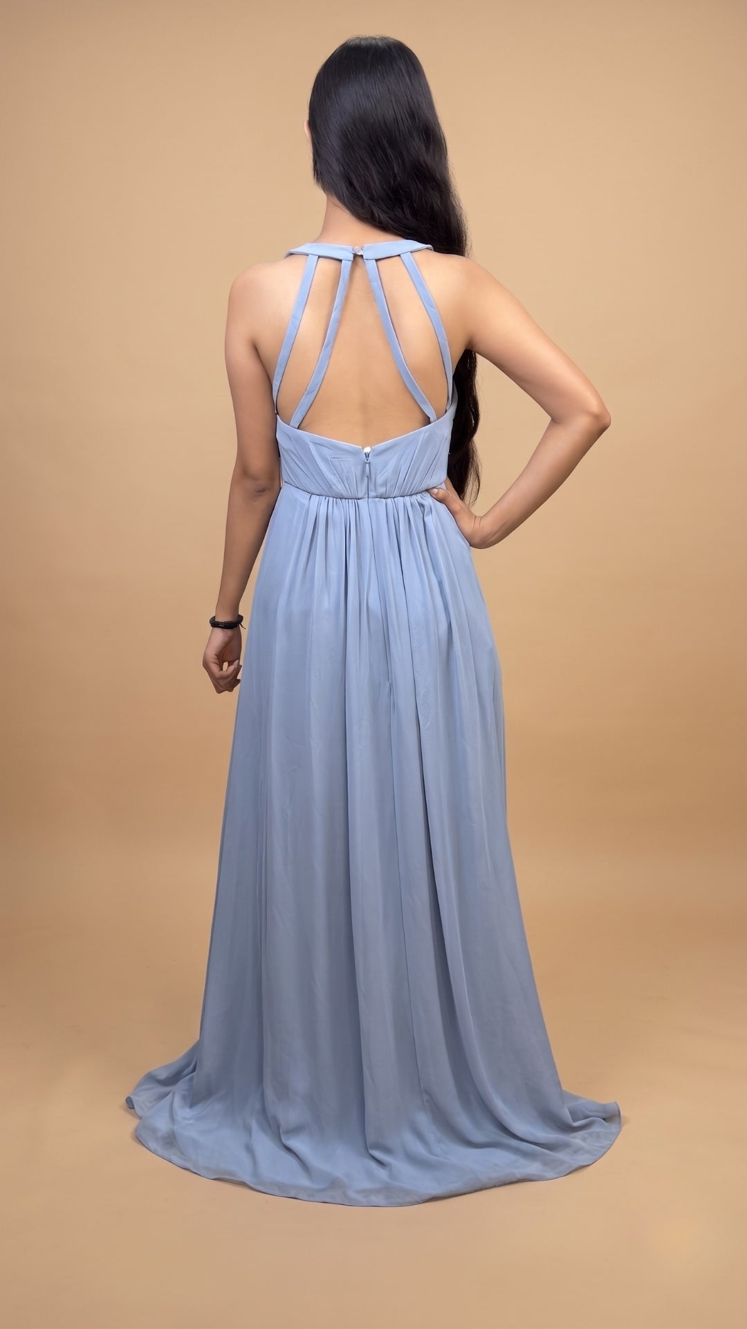Banarashe Women’s Sky Blue Backless Strappy Maxi Dress