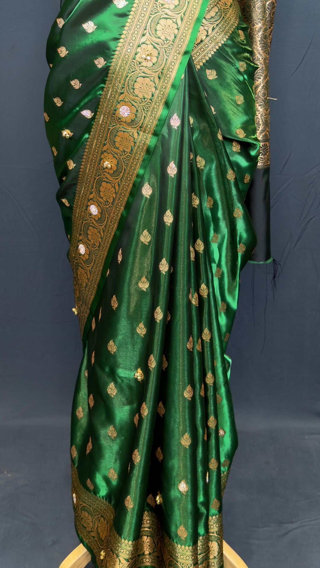 Green Tissue Ghungroo Mirror Work Saree