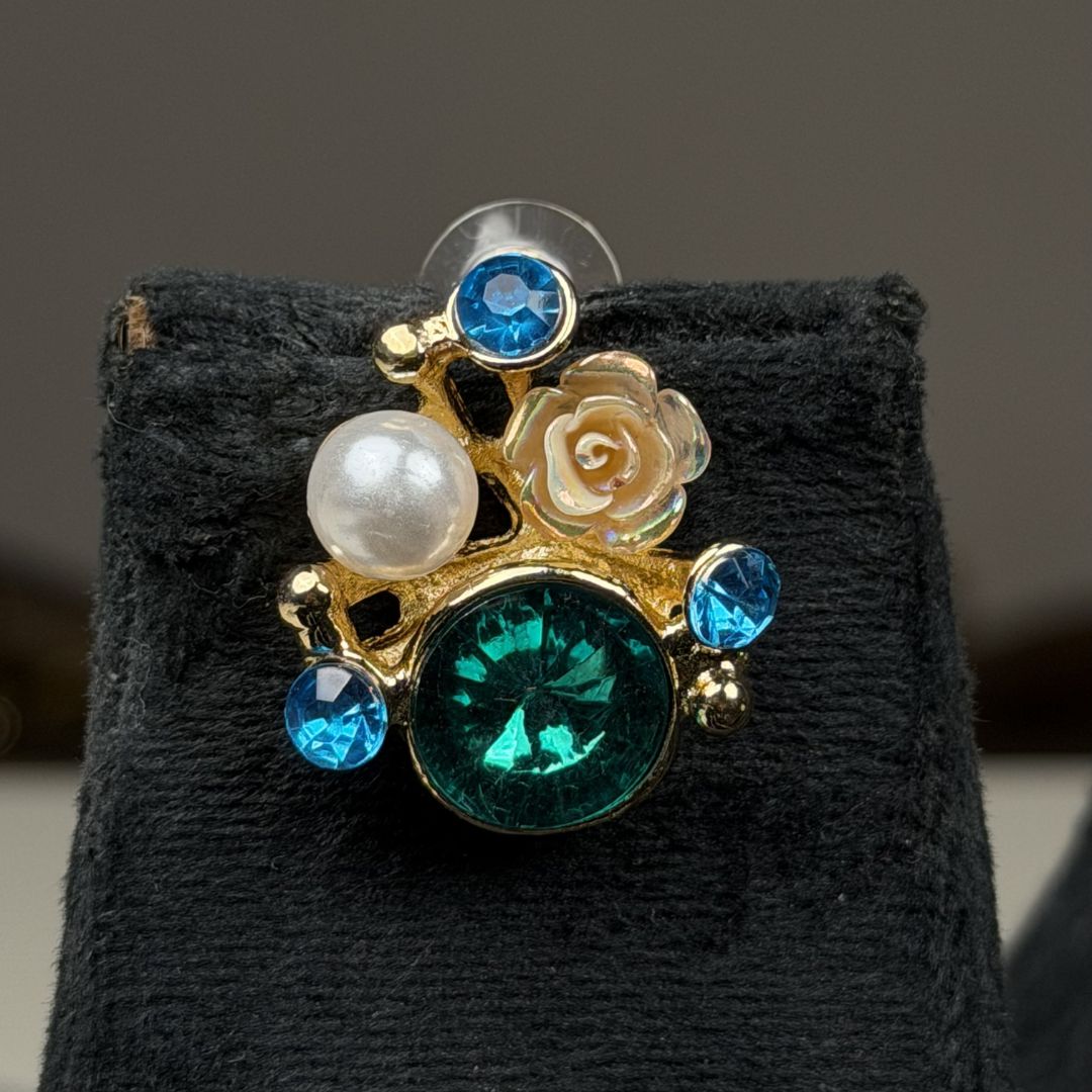 Green Stone Pendant & Earring Set for Women