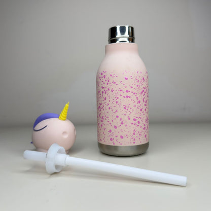 Pink Unicorn Stainless Steel Insulated Water Bottle with Straw Leakproof Hot & Cold