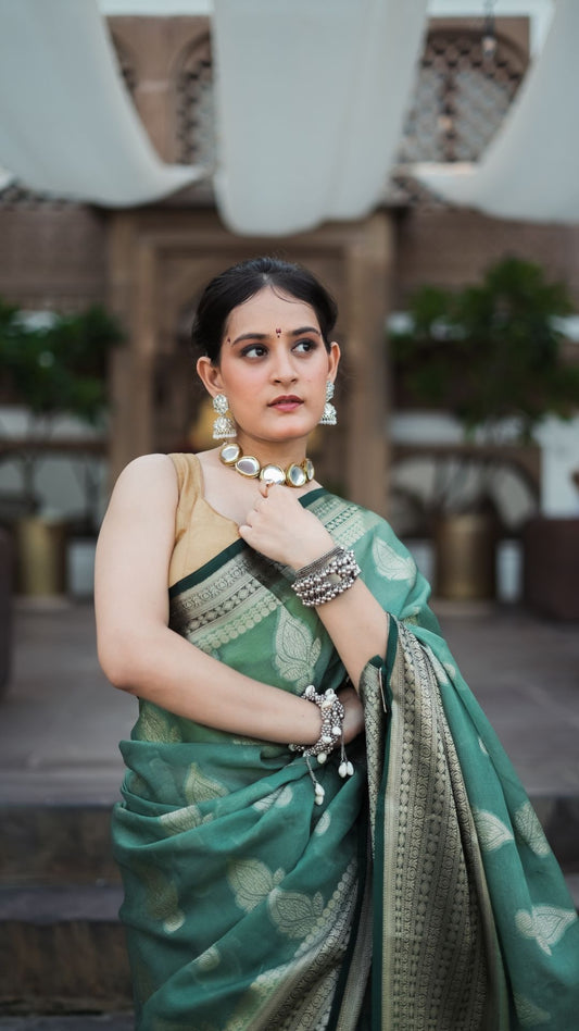 Vridhi – Sage Elegance in Silk