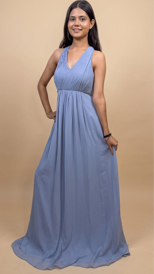 Banarashe Women’s Sky Blue Backless Strappy Maxi Dress
