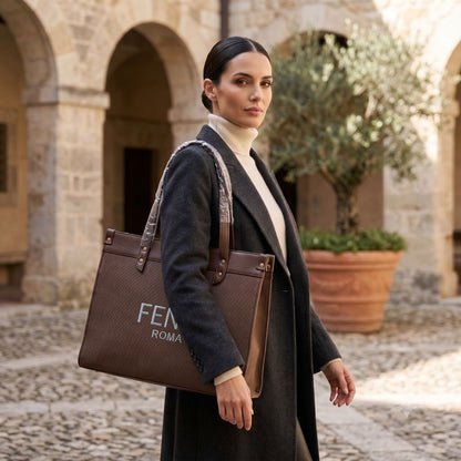 Coffee Brown Canvas Luxury Tote Bag