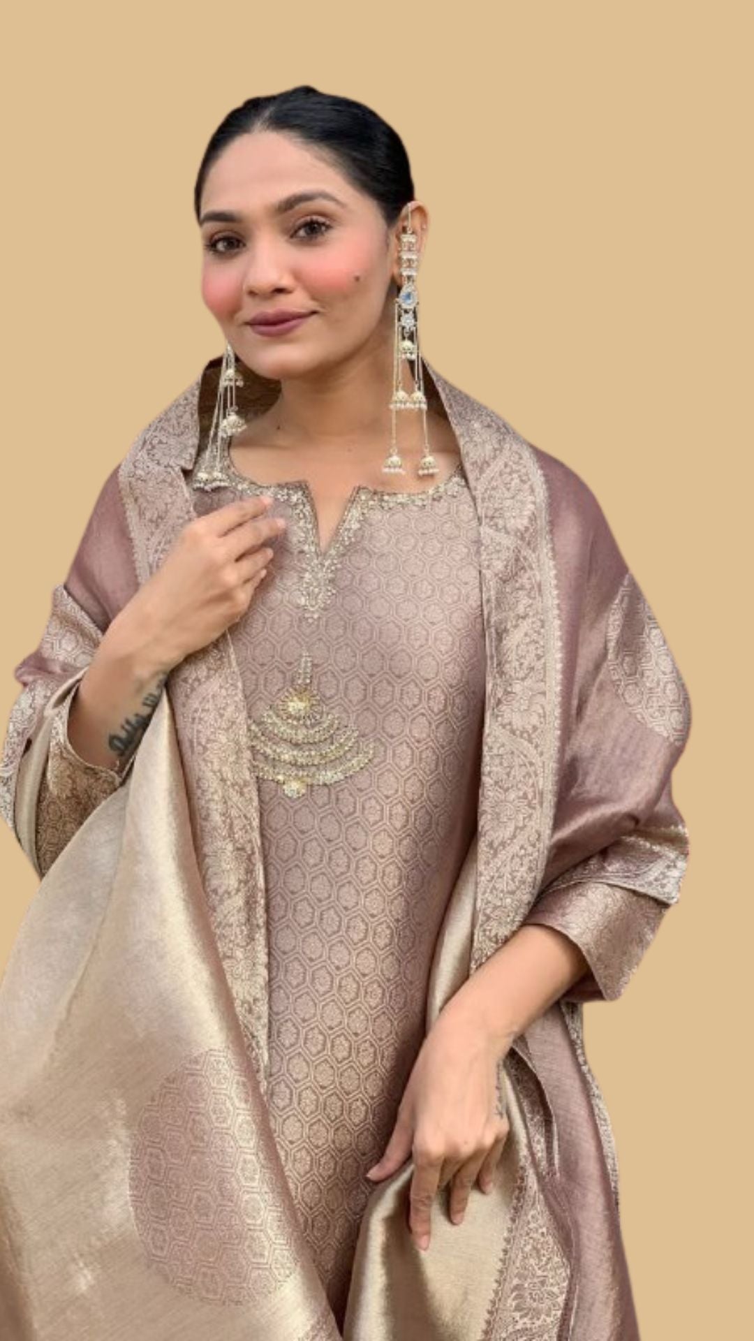 Banarasi Suit Set for Women with Zari Dupatta