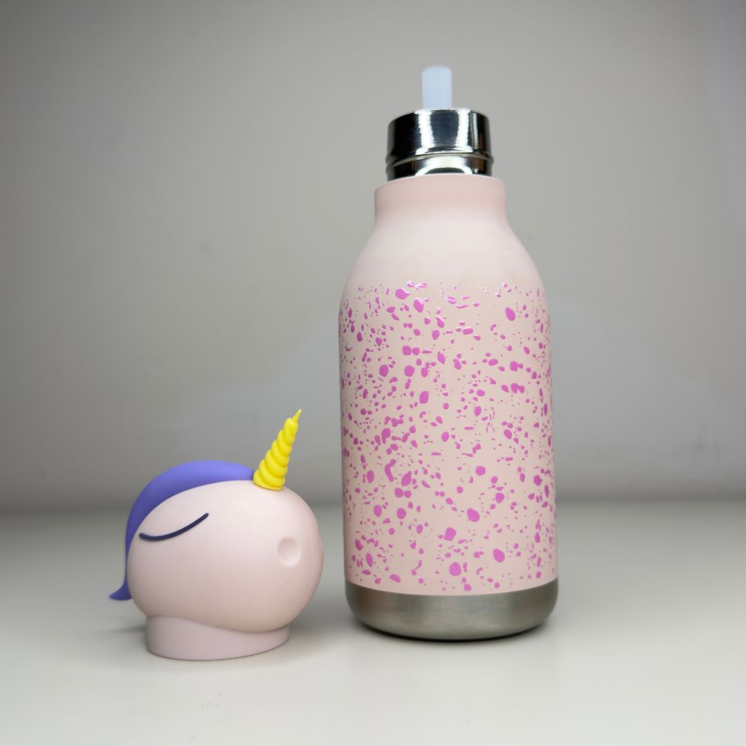 Pink Unicorn Stainless Steel Insulated Water Bottle with Straw Leakproof Hot & Cold