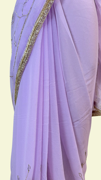 Lavender Chiffon Saree for Women