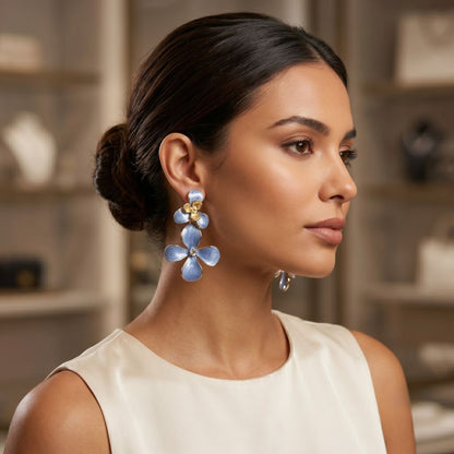Anti-Tarnish Lavender Blossom Floral Earrings for Women