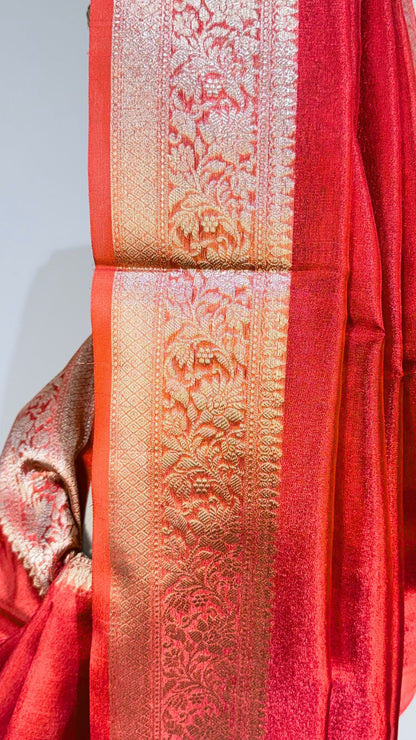 Red Banarasi Tissue Silk Saree
