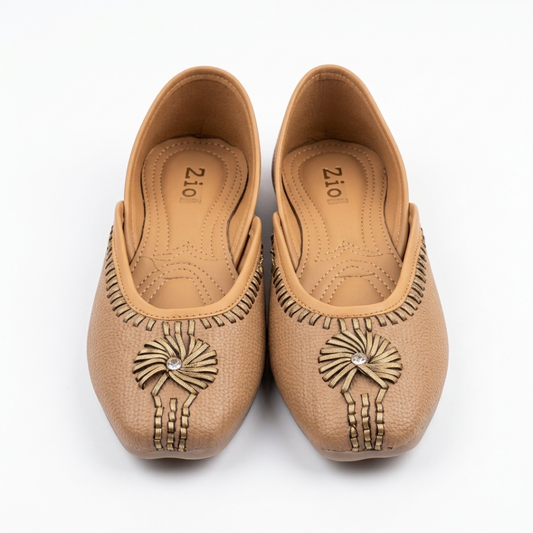 Banarashe Women’s Beige Embellished Slip-On Flats