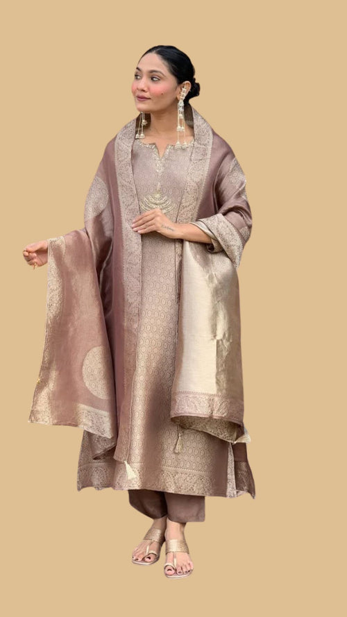 Banarasi Suit Set for Women with Zari Dupatta