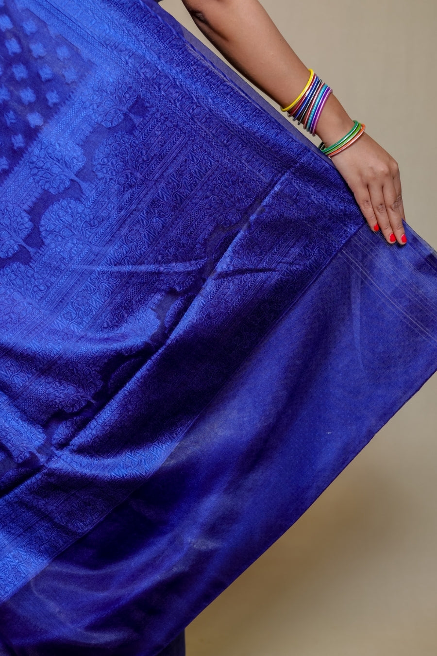 Regal Electric Blue Designer Banarasi Pure Silk Saree with Geometric and Floral Weave